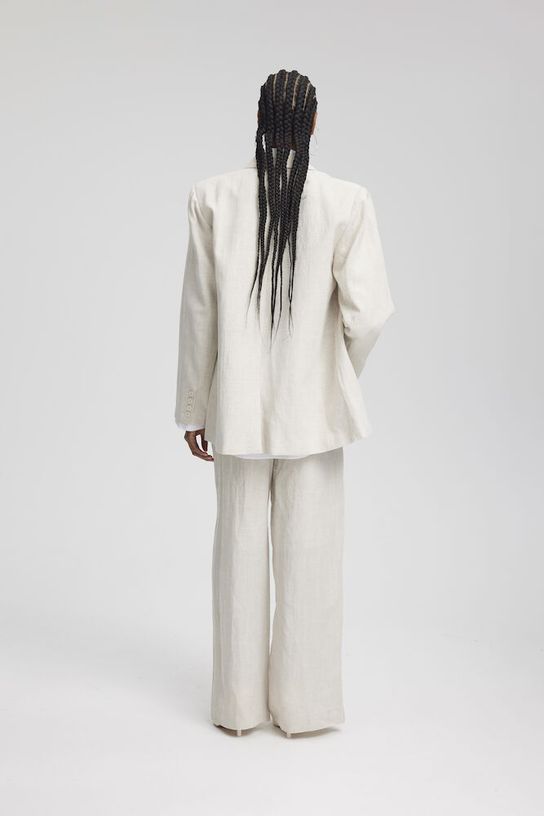 Lniane spodnie HW Gestuz LizaGZ Tammy Light Sand