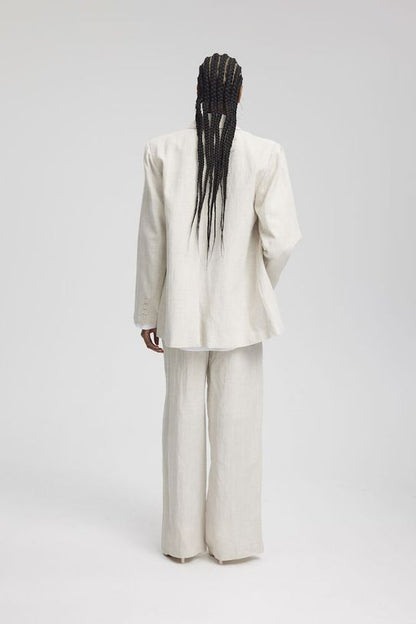 Lniane spodnie HW Gestuz LizaGZ Tammy Light Sand