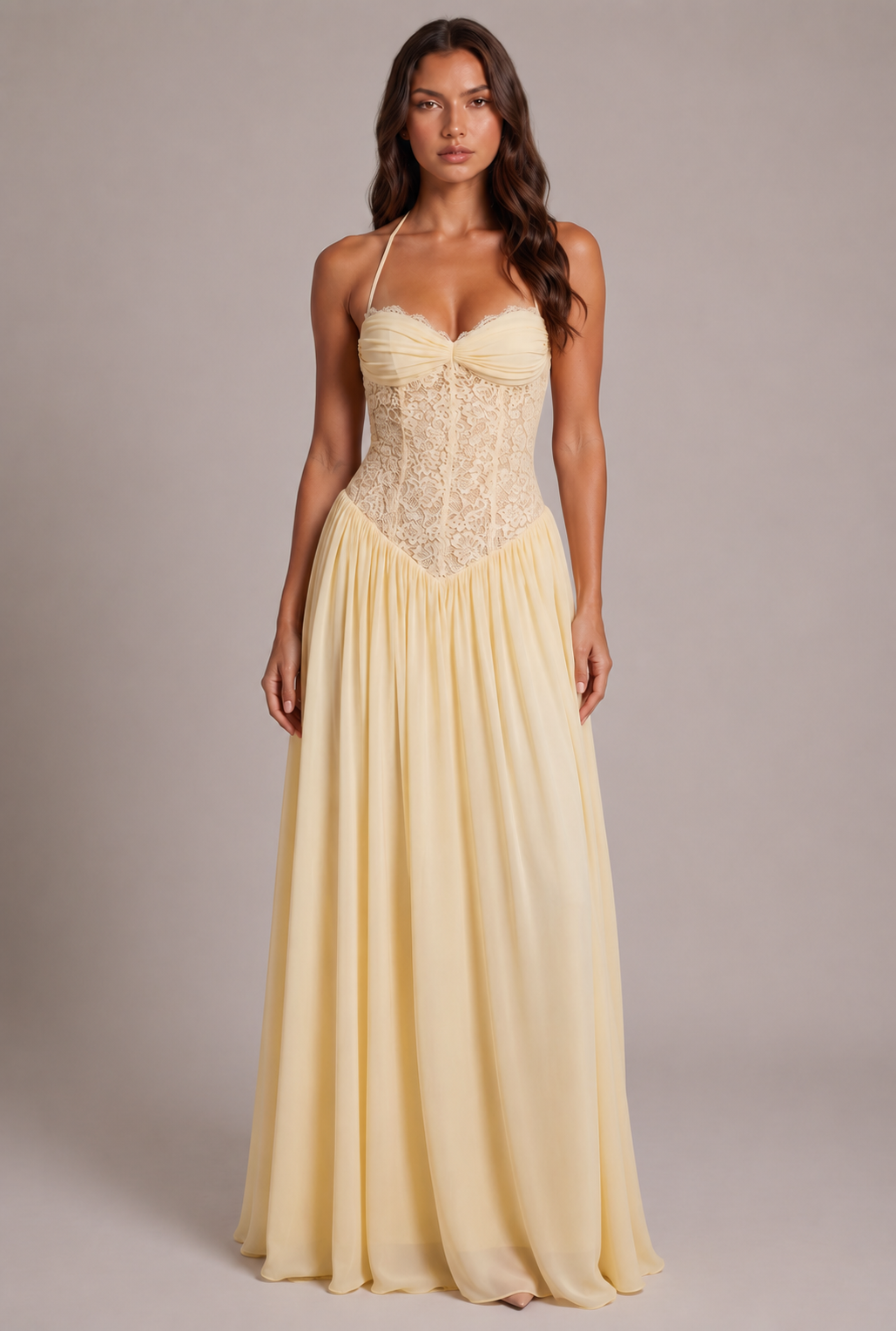 Jagoda | Koronkowa sukienka maxi z gorsetem i zwiewną spódnicą