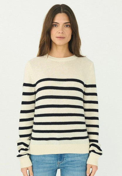 Pieszak PD-Manilla Stripe Knit Biała Perła / Granatowa