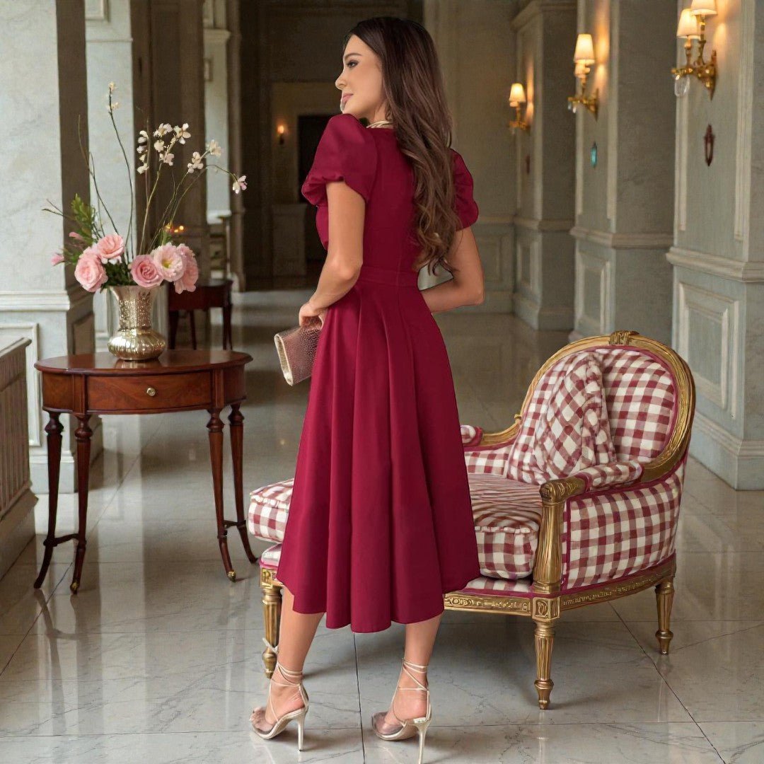 Stefania | Elegancka sukienka midi z dekoltem V