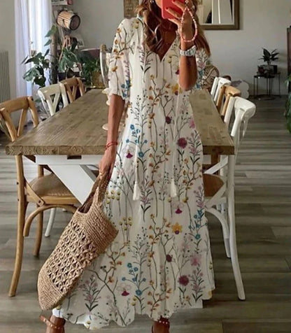 Sidsel - Elegancka sukienka boho z zakryciem brzucha
