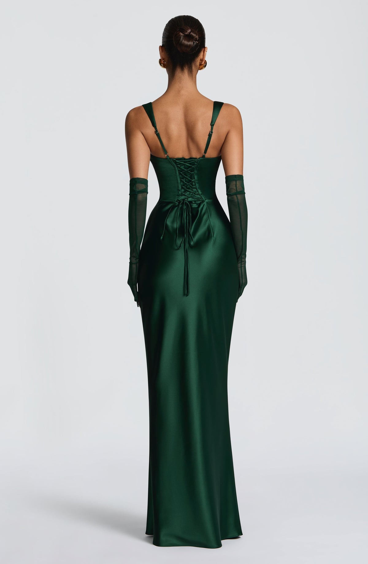 Weronika | Elegancka satynowa suknia maxi z kwadratowym dekoltem