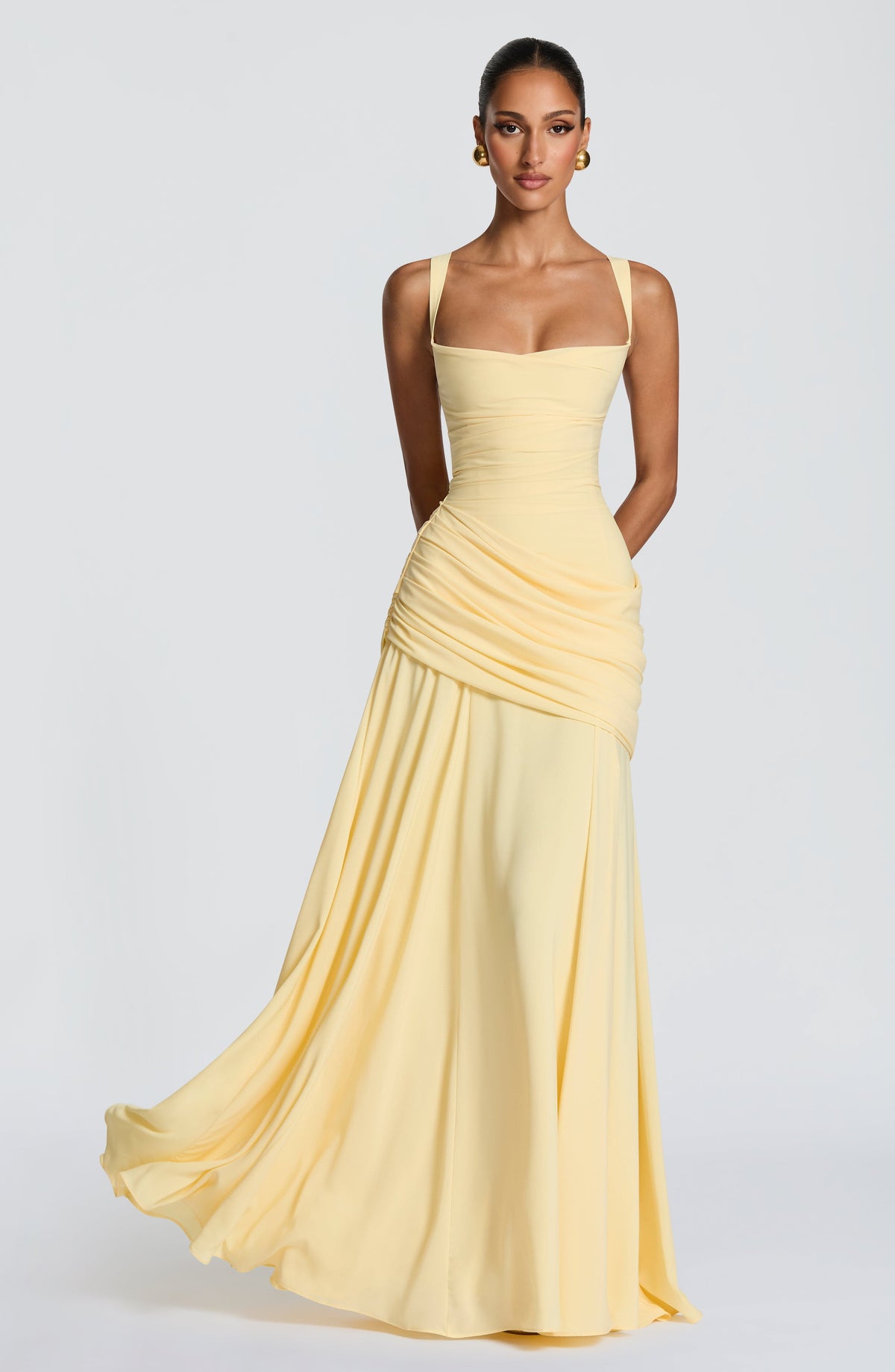 Zofia | Elegancka sukienka maxi z drapowaniem