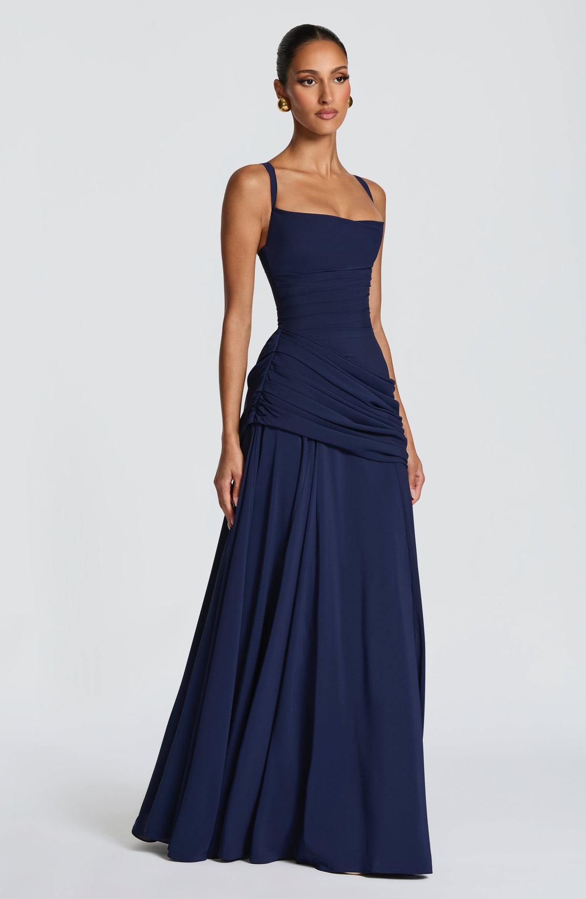 Zofia | Elegancka sukienka maxi z drapowaniem
