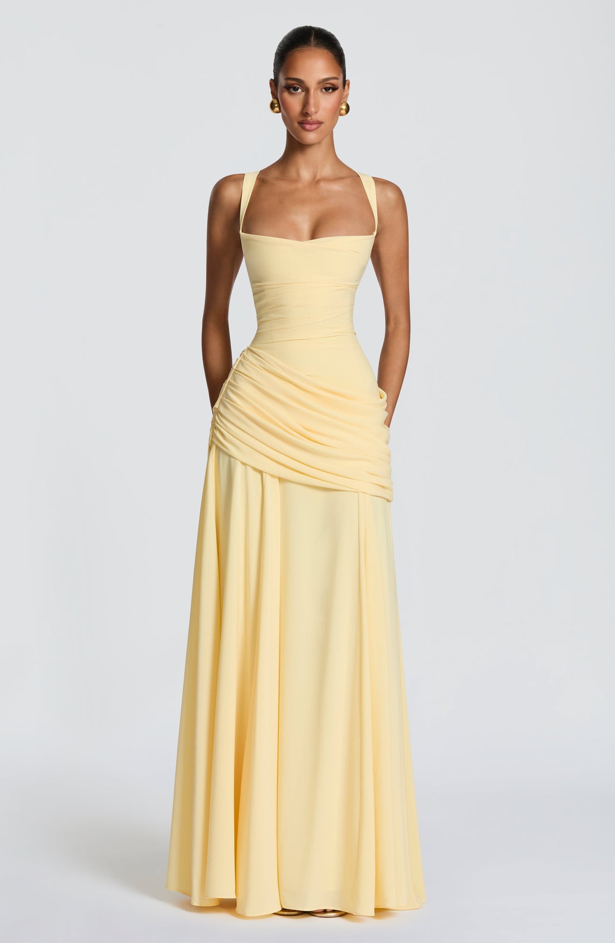 Zofia | Elegancka sukienka maxi z drapowaniem