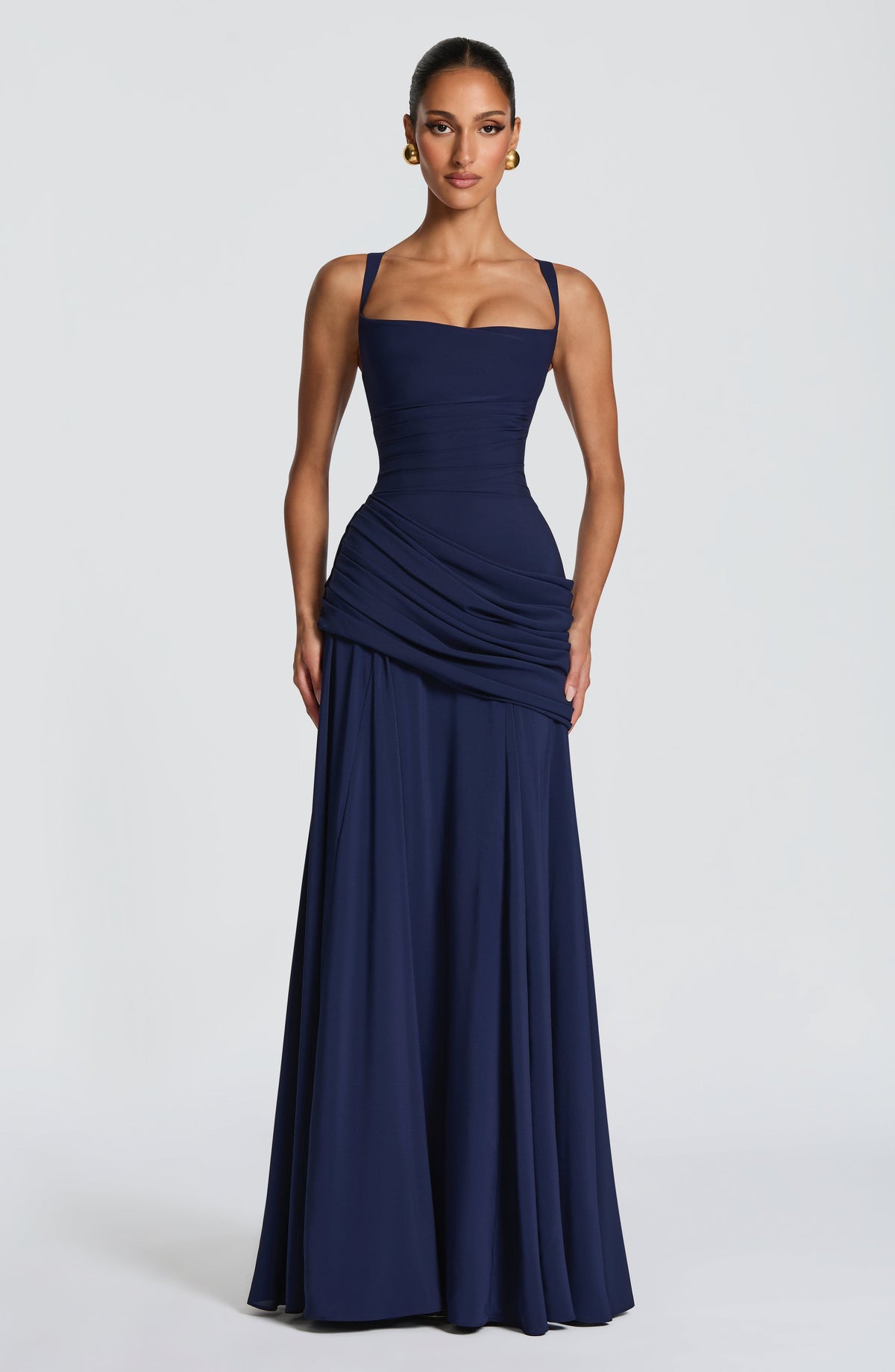 Zofia | Elegancka sukienka maxi z drapowaniem