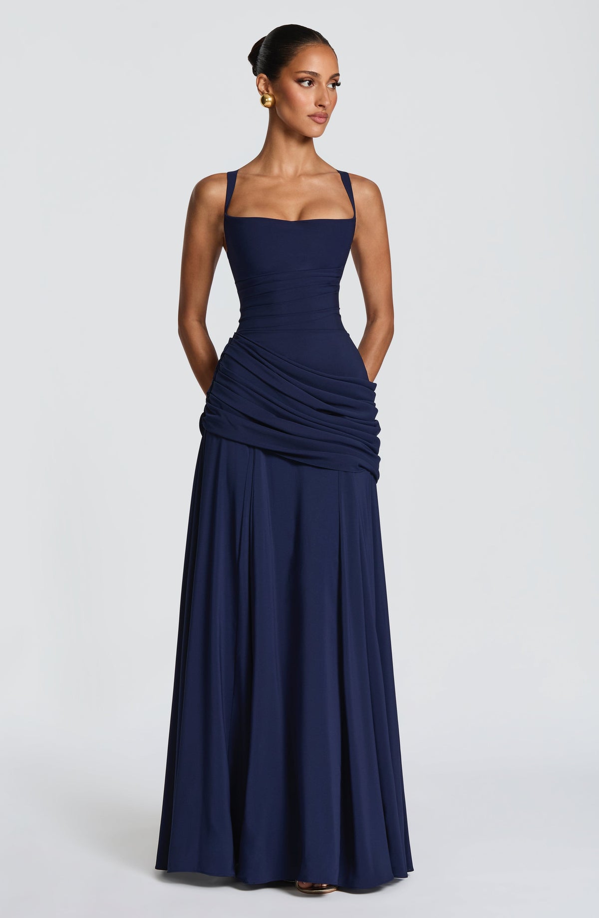 Zofia | Elegancka sukienka maxi z drapowaniem