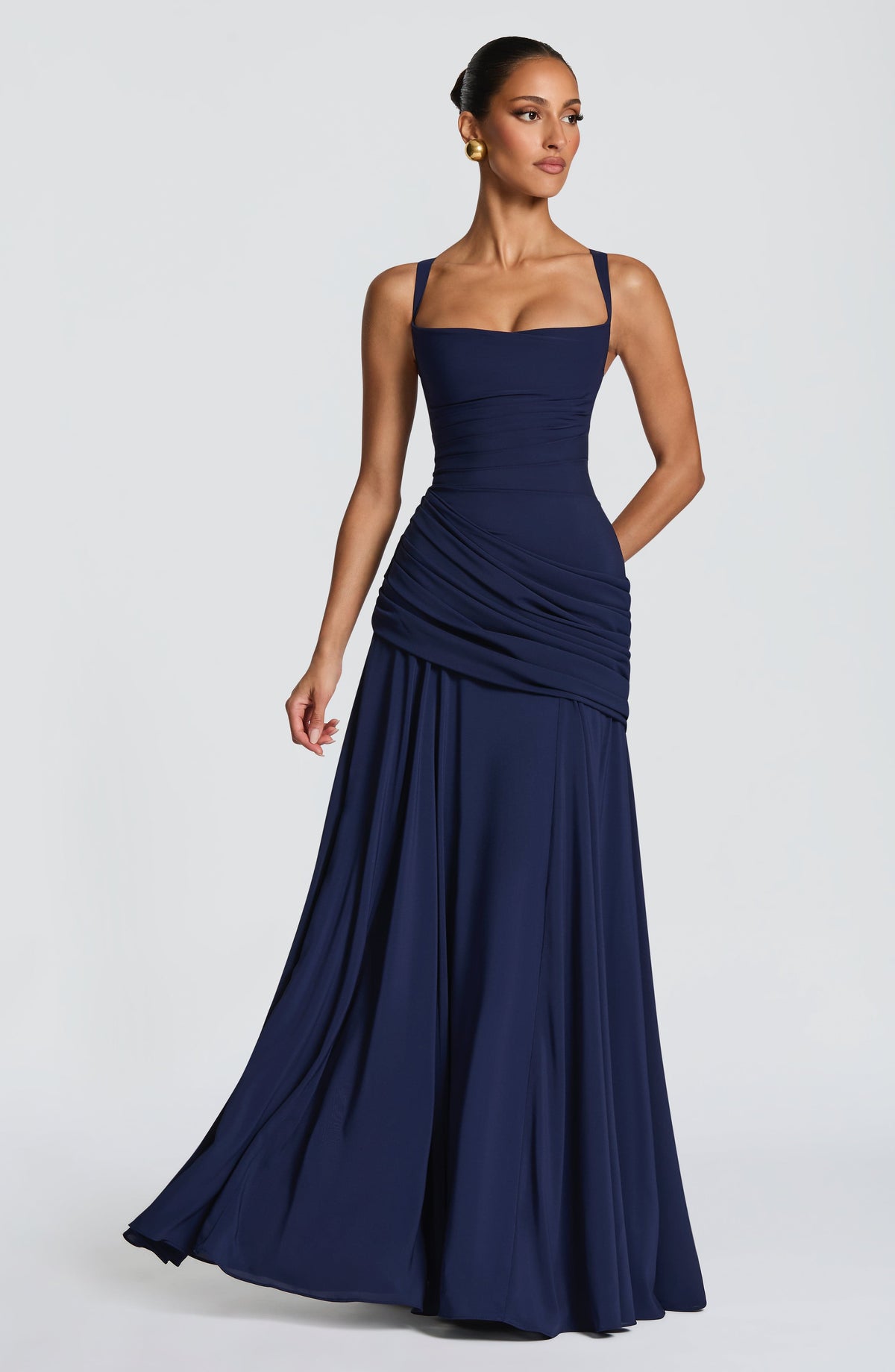 Zofia | Elegancka sukienka maxi z drapowaniem